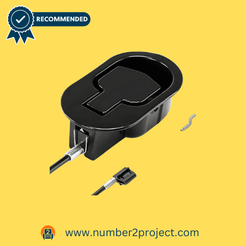 Black metal recliner handle by ttmagic, designed for easy replacement, shown with attached cable and a separate lever pull handle, suitable for Ashley and most recliner brands.
