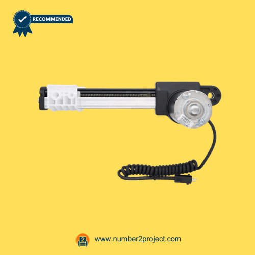 KAIDI KDPT010 linear actuator drive screw gearbox view with mounting block and coiled power cable power recliner lift chair actuator replacement Number2project