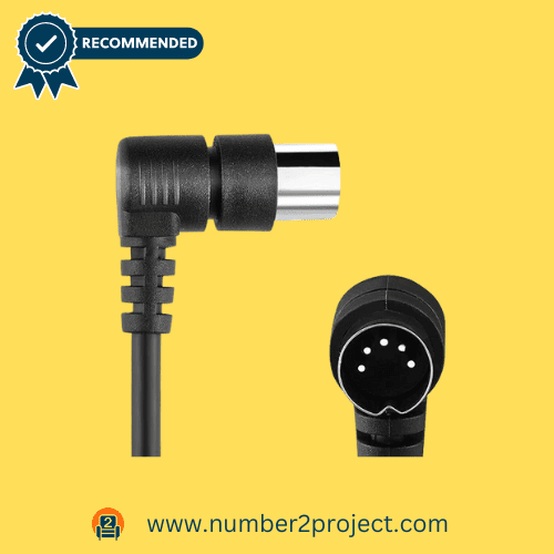 Enmja 5-pin power connector for lift chair or power recliner hand controls, featuring a durable right-angle design, recommended on a yellow background at Number2project.com.