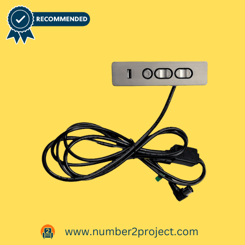 Okin 2-button, 5-pin hand control for lift chairs with a convenient USB port, ready to connect and enhance your furniture experience.