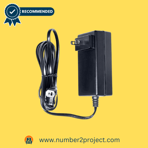 Black #306 power supply transformer with wall plug for recliners and lift chairs, featuring a long power cord, displayed on a yellow background.